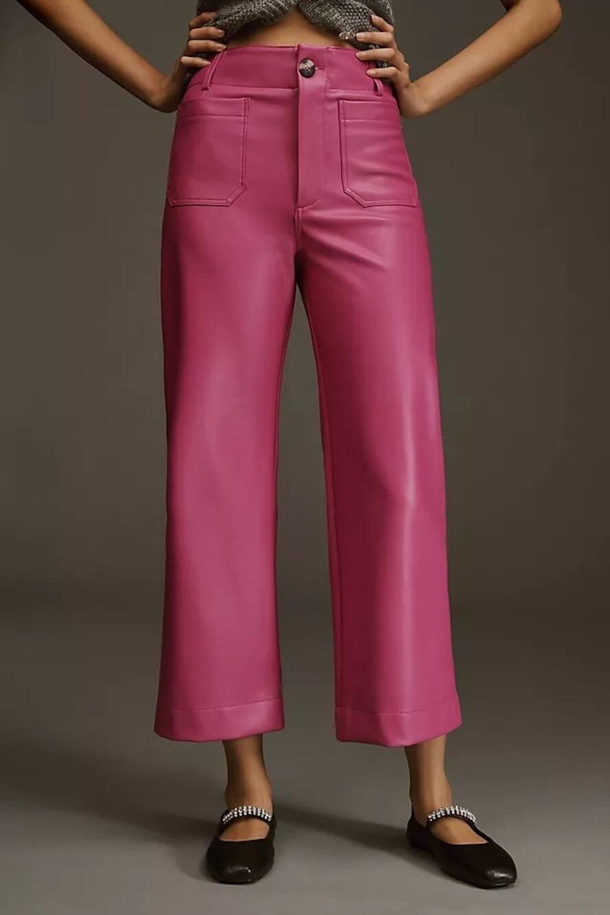 Maeve Anthropologie Colette Faux Leather Pants 32 Dragonfruit Pink